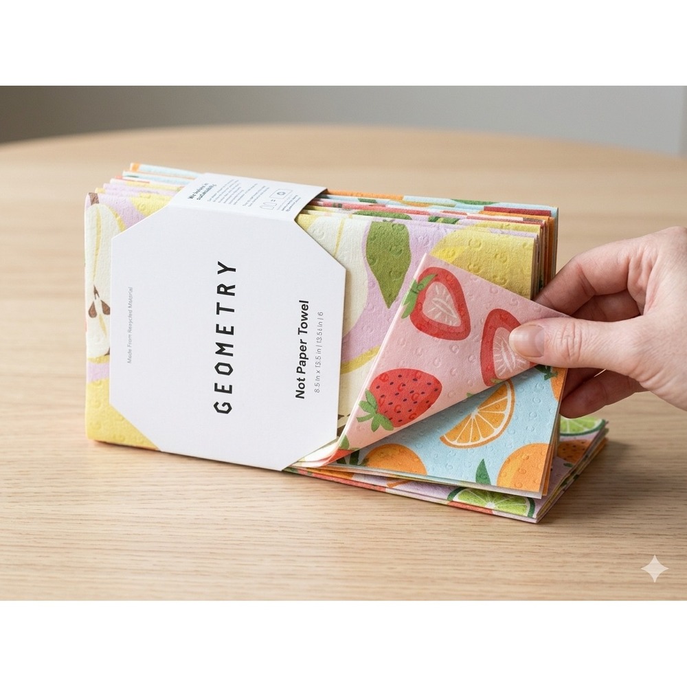 Geometry Not Paper Towel Set of 6 Sweet Summer Mix Reusable Recycled Cloths